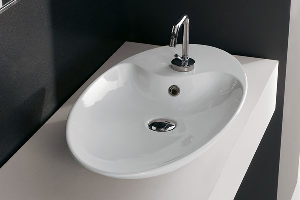 Lavabo appoggio SHAPE Ovale,piano rubinetto